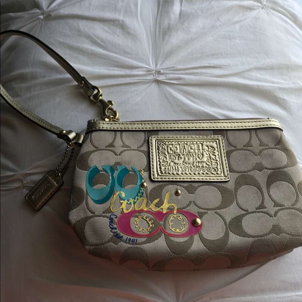 Coach Wristlet with Colored Detailing